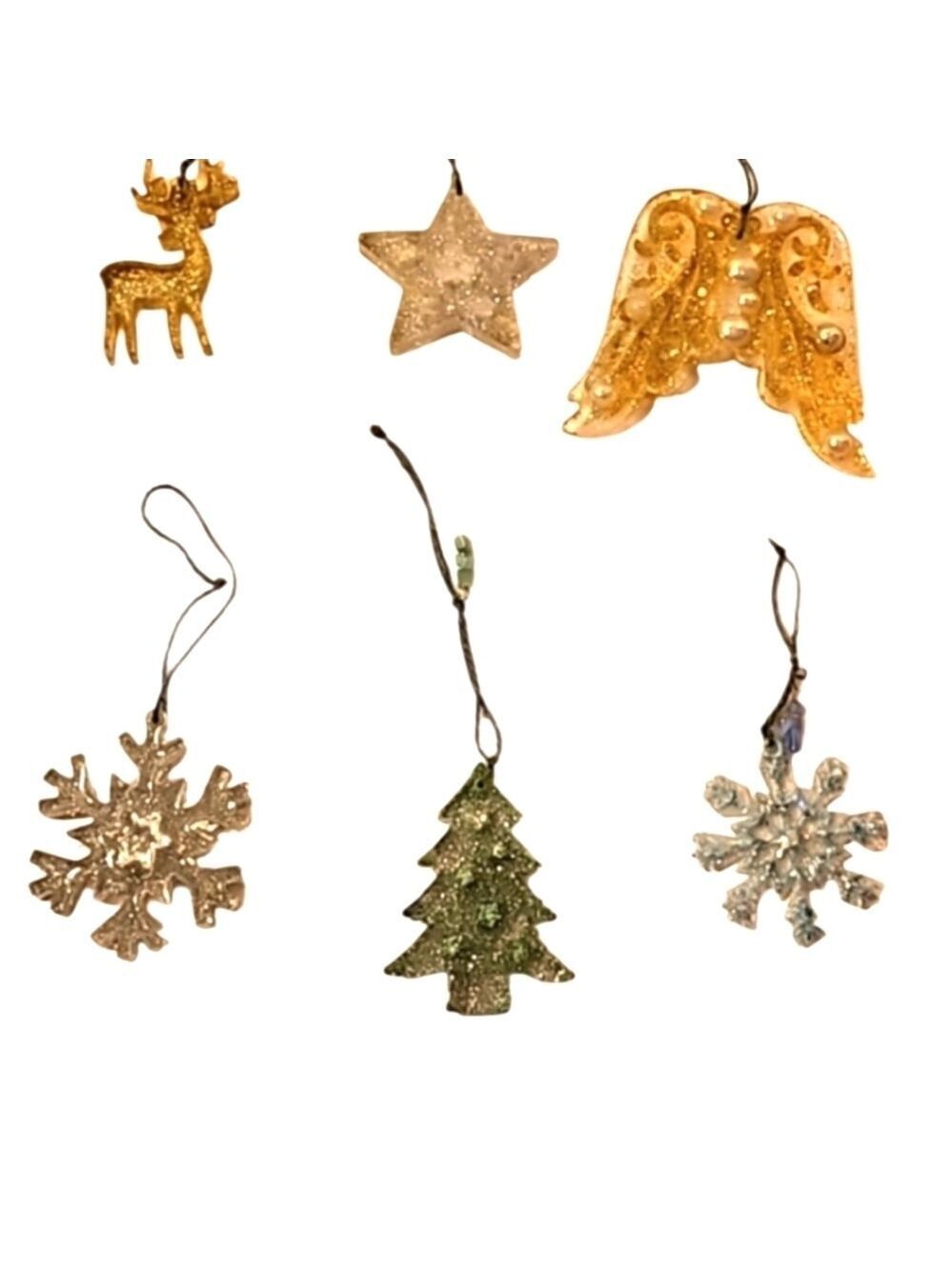 Hand Crafted Christmas ornament handmade glitter epoxy resin casting holiday 6pc